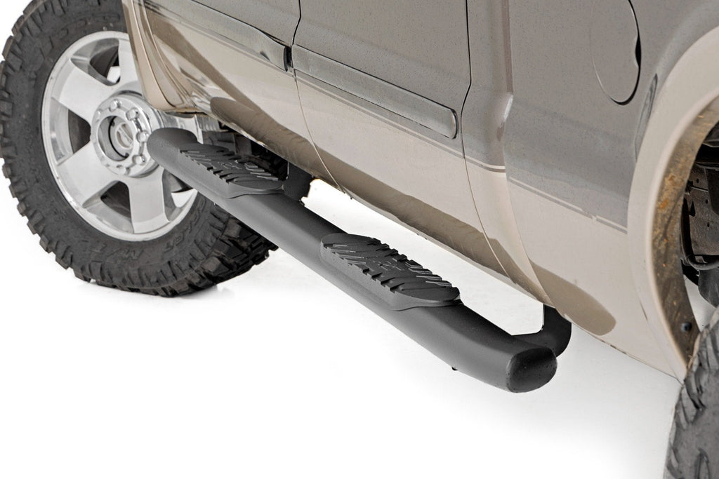 Rough Country Nerf Bars Oval Nerf Step Crew Cab Black Ford Super Duty 2WD/4WD (99-16) Rough Country - 21013