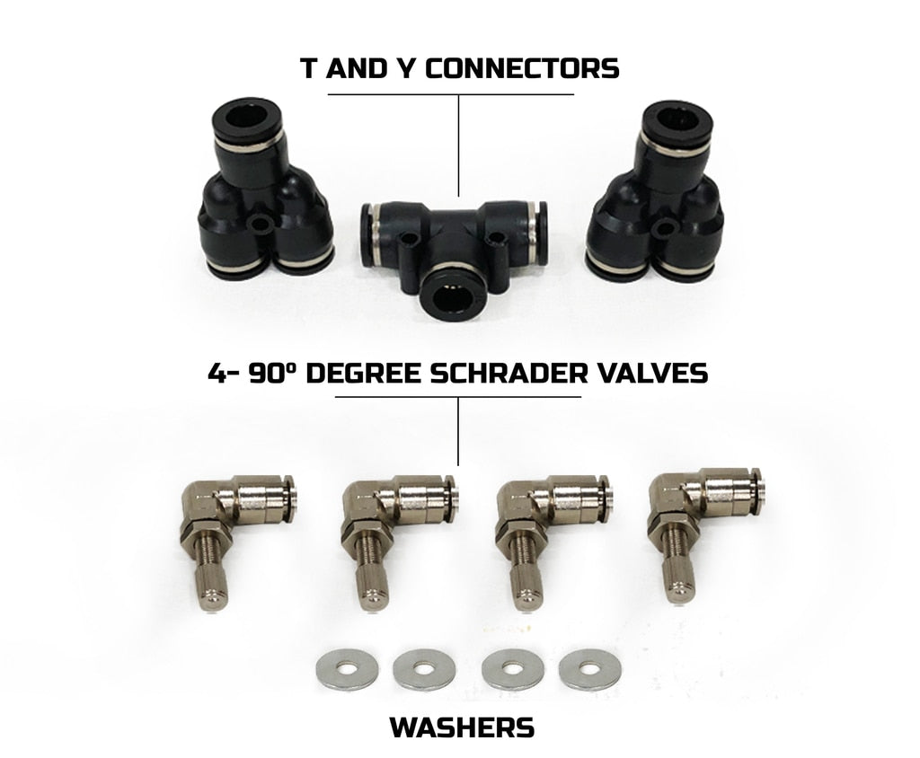 Up Down Air Tire Inflation System Jeep JK Tire Inflator System 4 Tire For 18-20 Jeep Wrangler 2/4 Door W/Engine Mount With Box, Fittings, Hoses and Storage Bag Black UP Down Air - 218-1819