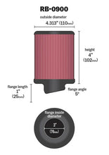 Load image into Gallery viewer, K&amp;N Engineering Air Filters - Universal Fit K&amp;N Universal Rubber Filter 3 inch 5 Degree FLG 4 1/2 inch OD 4 inch Height