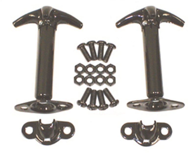 Rugged Ridge Brackets Rugged Ridge 41-95 Jeep CJ / Jeep Wrangler Black Hood Catch Kit