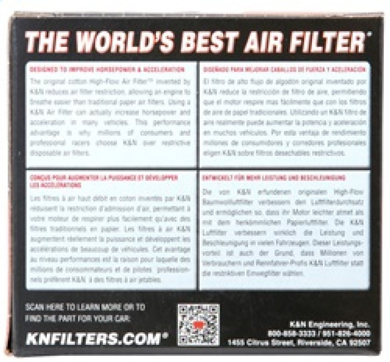 K&N Engineering Air Filters - Universal Fit K&N Filter Universal Rubber Filter 2 1/4 inch Flange 3 1/2 inch OD 4 inch Height