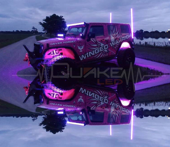 Quake LED Whip Light 6 Foot RGB Accent LED Whip Light Dual Quad-Lock/Interlock - QW827