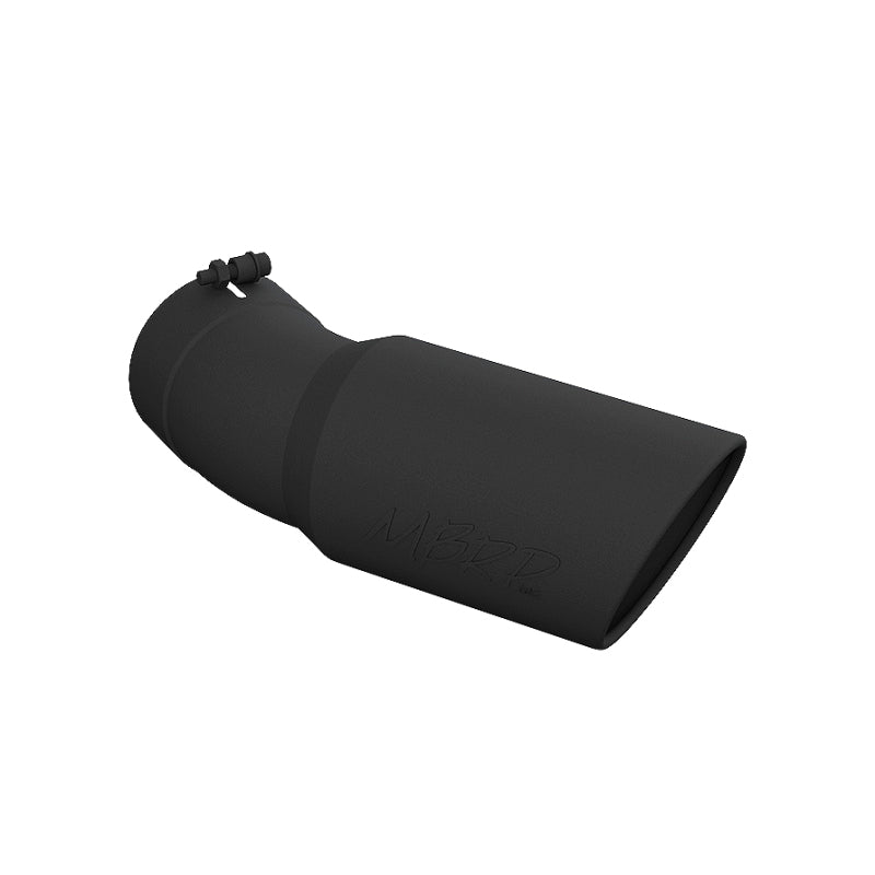 MBRP Tips MBRP Universal Tip 6in OD 5in Inlet 15.5in Length 30 Deg Bend Angled Rolled End Black