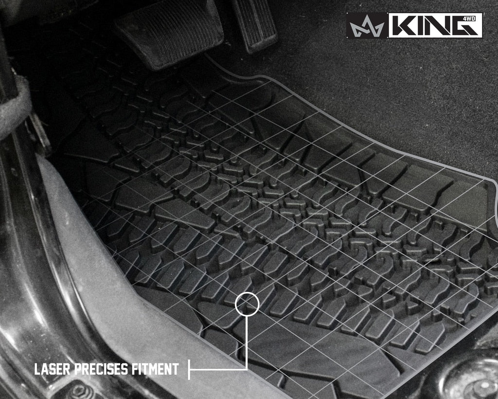 King4WD Front And Second Seat Floor Liners Jeep JK TPE Form Fitting Floor Liners For 07-13 Wrangler JK 2 Door Front and Rear 4 Piece Black King 4WD - 28010201