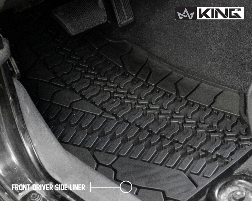 King4WD Front And Second Seat Floor Liners Jeep JK TPE Form Fitting Floor Liners For 07-13 Wrangler JK 2 Door Front and Rear 4 Piece Black King 4WD - 28010201