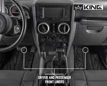 Load image into Gallery viewer, King4WD Front And Second Seat Floor Liners Jeep JK TPE Form Fitting Floor Liners For 07-13 Wrangler JK 2 Door Front and Rear 4 Piece Black King 4WD - 28010201