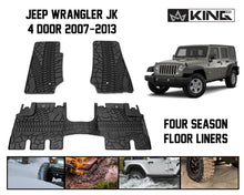 Load image into Gallery viewer, King4WD Front And Second Seat Floor Liners Jeep JK TPE Form Fitting Floor Liners For 07-13 Wrangler JK 4 Door Front and Rear 3 Piece Black King 4WD - 28010301