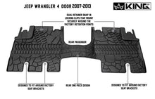 Load image into Gallery viewer, King4WD Front And Second Seat Floor Liners Jeep JK TPE Form Fitting Floor Liners For 07-13 Wrangler JK 4 Door Front and Rear 3 Piece Black King 4WD - 28010301