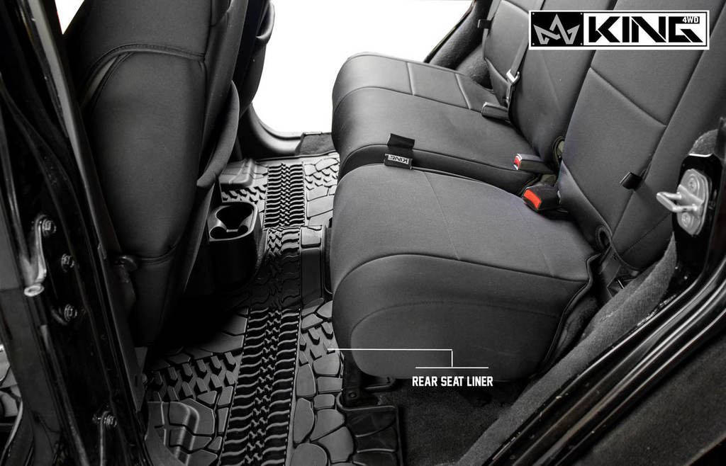 King4WD Front And Second Seat Floor Liners Jeep JK TPE Form Fitting Floor Liners For 07-13 Wrangler JK 4 Door Front and Rear 3 Piece Black King 4WD - 28010301