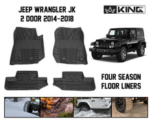 Load image into Gallery viewer, King4WD Front And Second Seat Floor Liners Jeep JK TPE Form Fitting Floor Liners For 14-18 Wrangler JK 2 Door Front and Rear 4 Piece Black King 4WD - 28010401