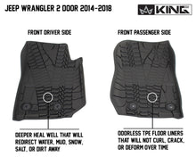 Load image into Gallery viewer, King4WD Front And Second Seat Floor Liners Jeep JK TPE Form Fitting Floor Liners For 14-18 Wrangler JK 2 Door Front and Rear 4 Piece Black King 4WD - 28010401