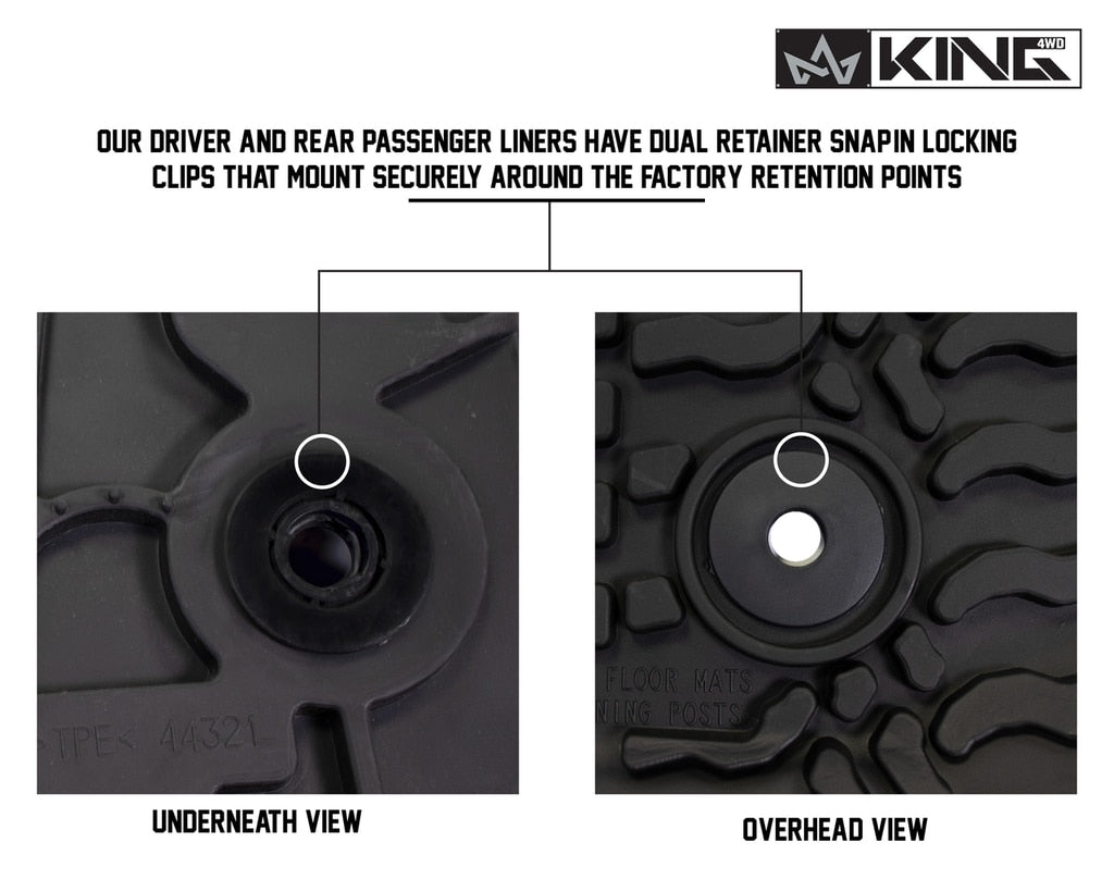 King4WD Front And Second Seat Floor Liners Jeep JK TPE Form Fitting Floor Liners For 14-18 Wrangler JK 2 Door Front and Rear 4 Piece Black King 4WD - 28010401