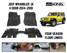 Load image into Gallery viewer, King4WD Front And Second Seat Floor Liners Jeep JK TPE Form Fitting Floor Liners For 14-18 Wrangler JK 4 Door Front and Rear 3 Piece Black King 4WD - 28010501