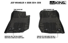 Load image into Gallery viewer, King4WD Front And Second Seat Floor Liners Jeep JK TPE Form Fitting Floor Liners For 14-18 Wrangler JK 4 Door Front and Rear 3 Piece Black King 4WD - 28010501