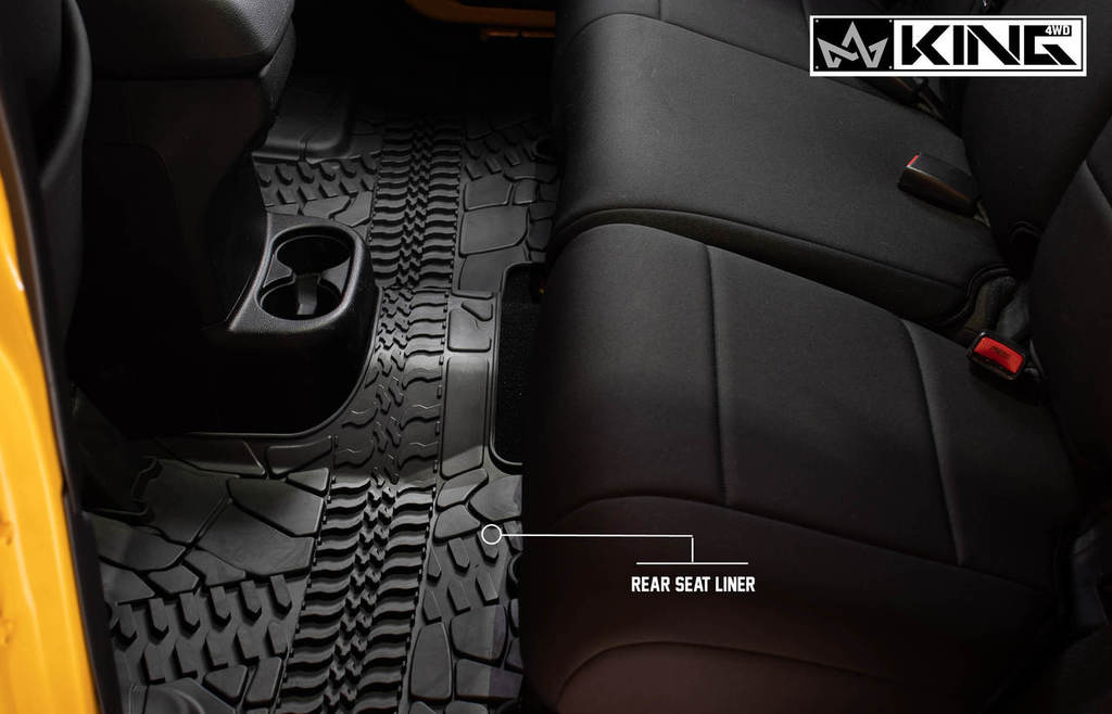 King4WD Front And Second Seat Floor Liners Jeep JK TPE Form Fitting Floor Liners For 14-18 Wrangler JK 4 Door Front and Rear 3 Piece Black King 4WD - 28010501