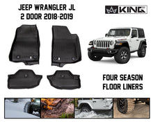 Load image into Gallery viewer, King4WD Front And Second Seat Floor Liners Jeep JL TPE Form Fitting Floor Liners For 18-Pres Wrangler JL 2 Door Front and Rear 4 Piece Black King 4WD - 28010601