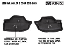 Load image into Gallery viewer, King4WD Front And Second Seat Floor Liners Jeep JL TPE Form Fitting Floor Liners For 18-Pres Wrangler JL 2 Door Front and Rear 4 Piece Black King 4WD - 28010601