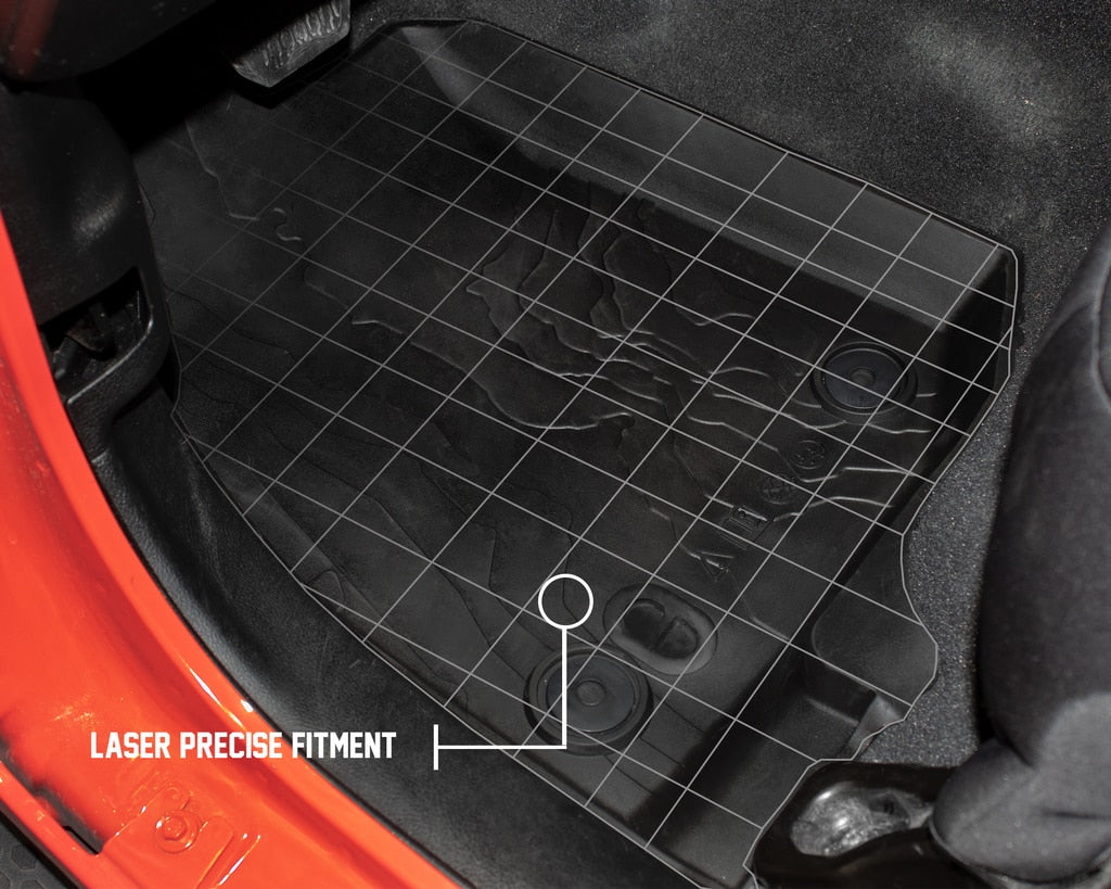 King4WD Front And Second Seat Floor Liners Jeep JL TPE Form Fitting Floor Liners For 18-Pres Wrangler JL 2 Door Front and Rear 4 Piece Black King 4WD - 28010601