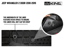 Load image into Gallery viewer, King4WD Front And Second Seat Floor Liners Jeep JL TPE Form Fitting Floor Liners For 18-Pres Wrangler JL 2 Door Front and Rear 4 Piece Black King 4WD - 28010601