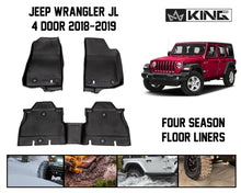 Load image into Gallery viewer, King4WD Front And Second Seat Floor Liners Jeep JL TPE Form Fitting Floor Liners For 18-Pres Wrangler JL 4 Door Front and Rear 3 Piece Black King 4WD - 28010701