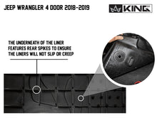 Load image into Gallery viewer, King4WD Front And Second Seat Floor Liners Jeep JL TPE Form Fitting Floor Liners For 18-Pres Wrangler JL 4 Door Front and Rear 3 Piece Black King 4WD - 28010701