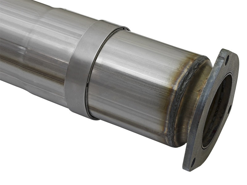 aFe DPF Back aFe LARGE BORE HD 5in 409-SS DPF-Back Exhaust w/Polished Tip 2017 Ford Diesel Trucks V8 6.7L (td)