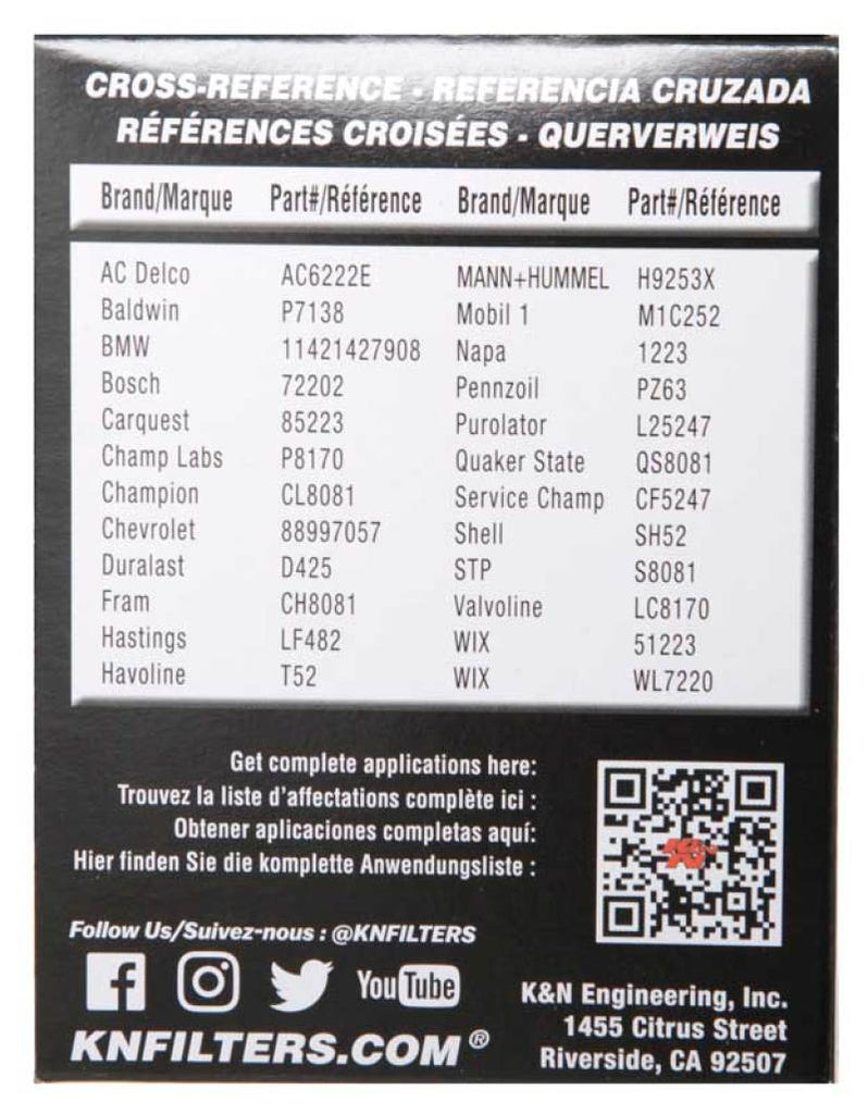 K&N Engineering Oil Filters K&N Oil Filter OIL FILTER AUTOMOTIVE