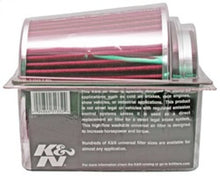 Load image into Gallery viewer, K&amp;N Engineering Air Filters - Universal Fit K&amp;N Universal Air Filter Chrome Round Tapered Red - 4in Flange ID x 1.125in Flange Length x 5.5in H