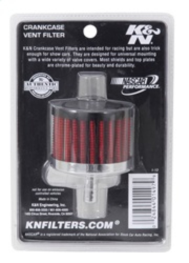 K&N Engineering Air Filters - Universal Fit K&N Steel Base Crankcase Vent Filter 0.375in Vent OD x 2in OD x 1.5in Height