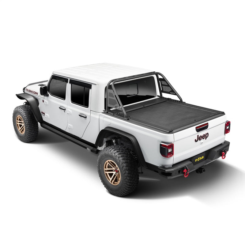 Rugged Ridge Tonneau Covers - Hard Fold Rugged Ridge 20-22 Jeep Gladiator w/o Trail Rail Sys Armis Tonneau Cover w/Max Track - Tex. Blk