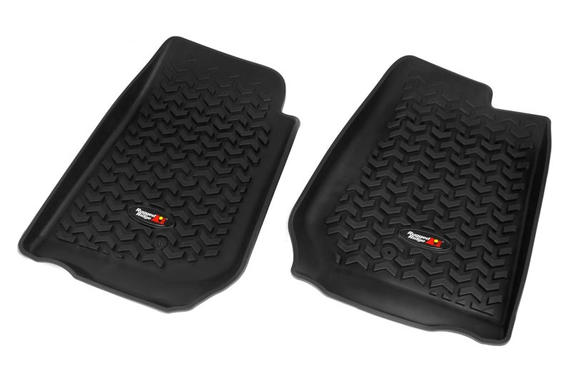 Rugged Ridge Floor Mats - Rubber Rugged Ridge Floor Liner Front Black 2007-2018 Jeep Wrangler Unlimited JK 4 Dr