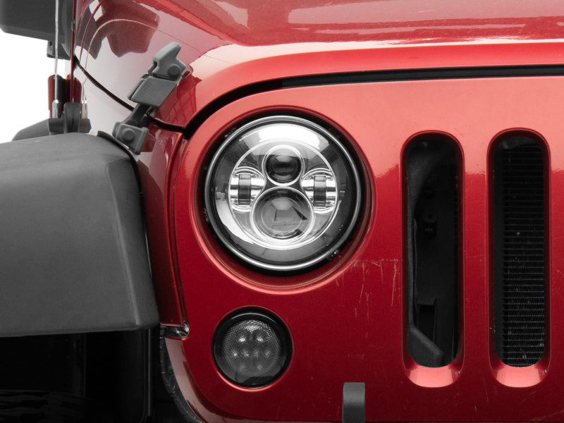 Raxiom Headlights Raxiom 97-18 Jeep Wrangler TJ/JK Axial Series LED Daymaker Headlights- Chrome Housing (Clear Lens)