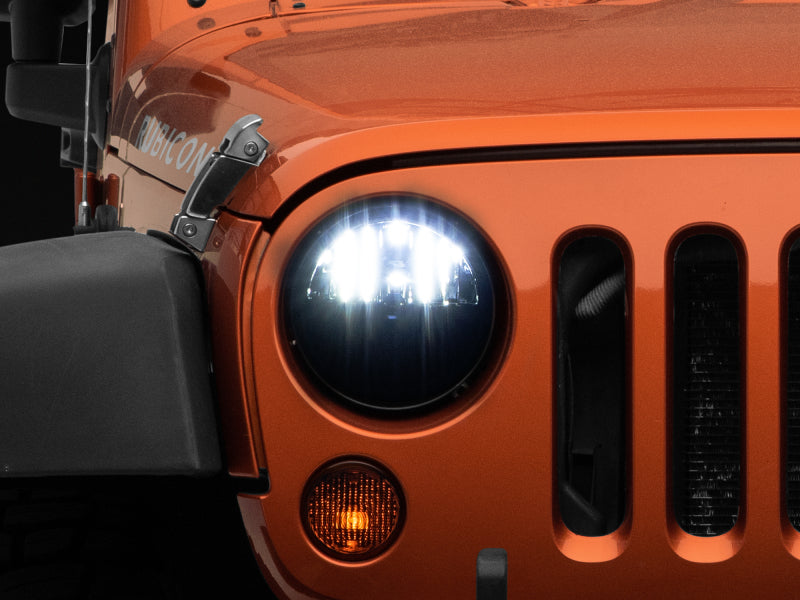 Raxiom Headlights Raxiom 97-18 Jeep Wrangler TJ/JK Axial Series LED Headlights- Black Housing (Clear Lens)