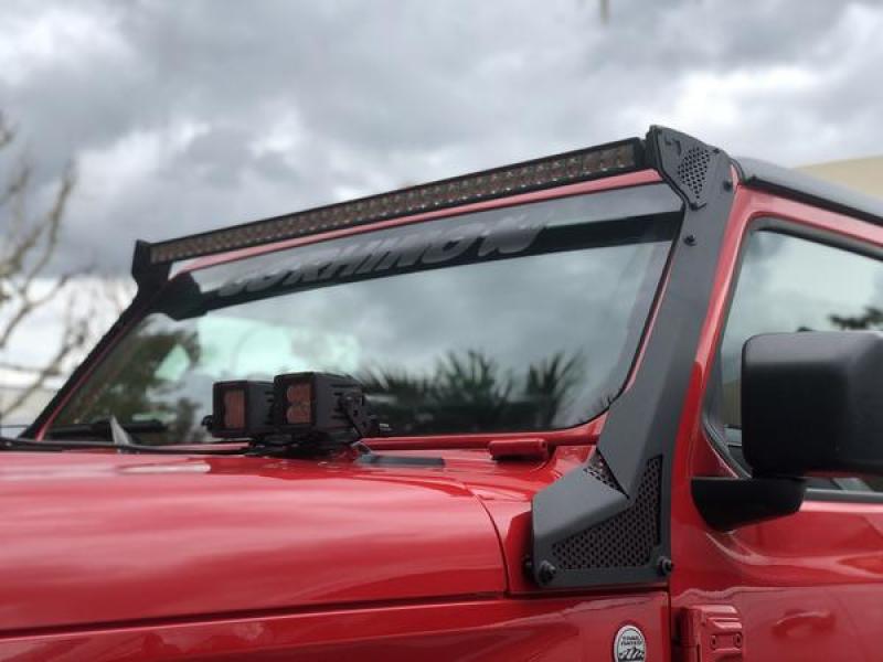 Go Rhino Light Mounts Go Rhino 18-20 Jeep Wrangler JL/JLU/Gladiator JT XE Windshield Light Bar Mount - 50in Single Row