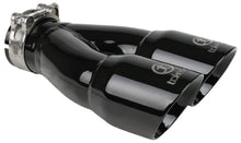 Load image into Gallery viewer, aFe Tips aFe Takeda 2.5in 304 Stainless Steel Clamp-on Exhaust Tip 2.5in Inlet 3in Dual Outlet - Black