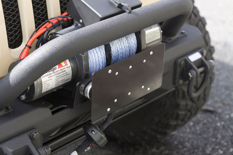 Rugged Ridge Apparel Rugged Ridge Front Hawse Fairlead License Plate Mounting Bracket