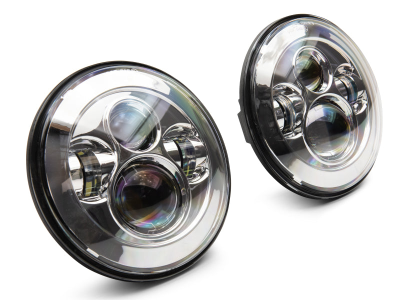 Raxiom Headlights Raxiom 97-18 Jeep Wrangler TJ/JK Axial Series LED Daymaker Headlights- Chrome Housing (Clear Lens)
