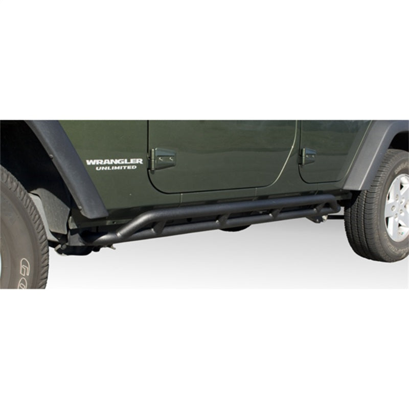 Rugged Ridge Body Armor & Rock Rails Rugged Ridge RRC Rocker Guards Black 07-18 4-Door Jeep Wrangler