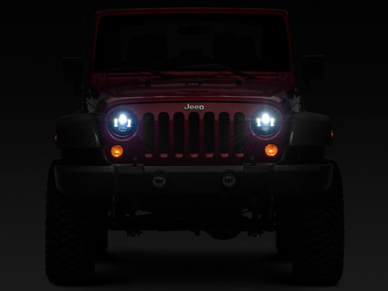 Raxiom Headlights Raxiom 97-18 Jeep Wrangler TJ/JK Axial Series LED Daymaker Headlights- Black Housing (Clear Lens)