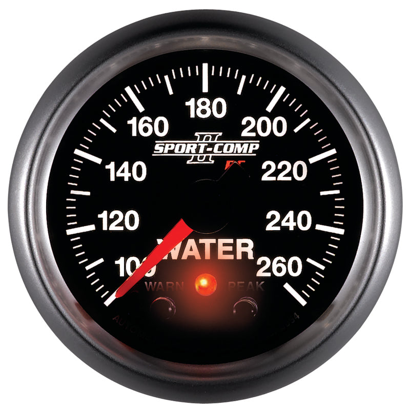 AutoMeter Gauges Autometer Sport-Comp II 52.4mm 100-260 Deg F Water Temp Peak & Warn w/ Electronic Control Gauge