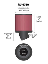 Load image into Gallery viewer, K&amp;N Engineering Air Filters - Universal Fit K&amp;N Filter Universal Rubber Round Straight Filter 20 Deg Angled 2-7/16in Flange 3-3/4in OD 4in H