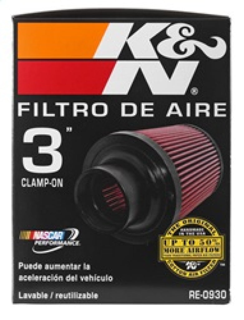 K&N Engineering Air Filters - Universal Fit K&N Universal Rubber Filter - Round Tapered 6in Base OD x 3in Flange ID x 6in H