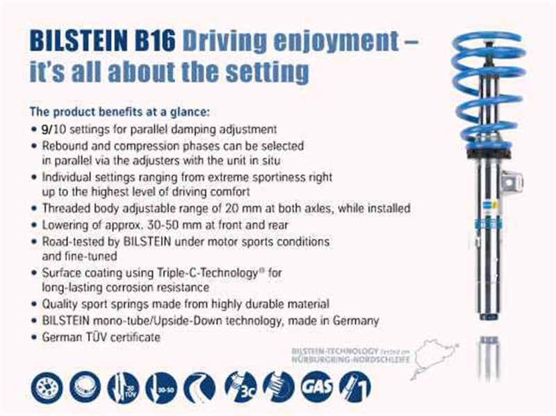 Bilstein Coilovers Bilstein B16 15-17 Ford Mustang GT V8 Front and Rear Performance Suspension System