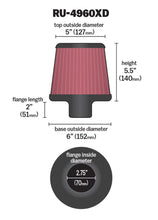 Load image into Gallery viewer, K&amp;N Engineering Air Filters - Universal Fit K&amp;N Filter Universal Clamp-On Filter-Round Tapered 2.75in Flange ID x 6in Base OD x 5in Top OD