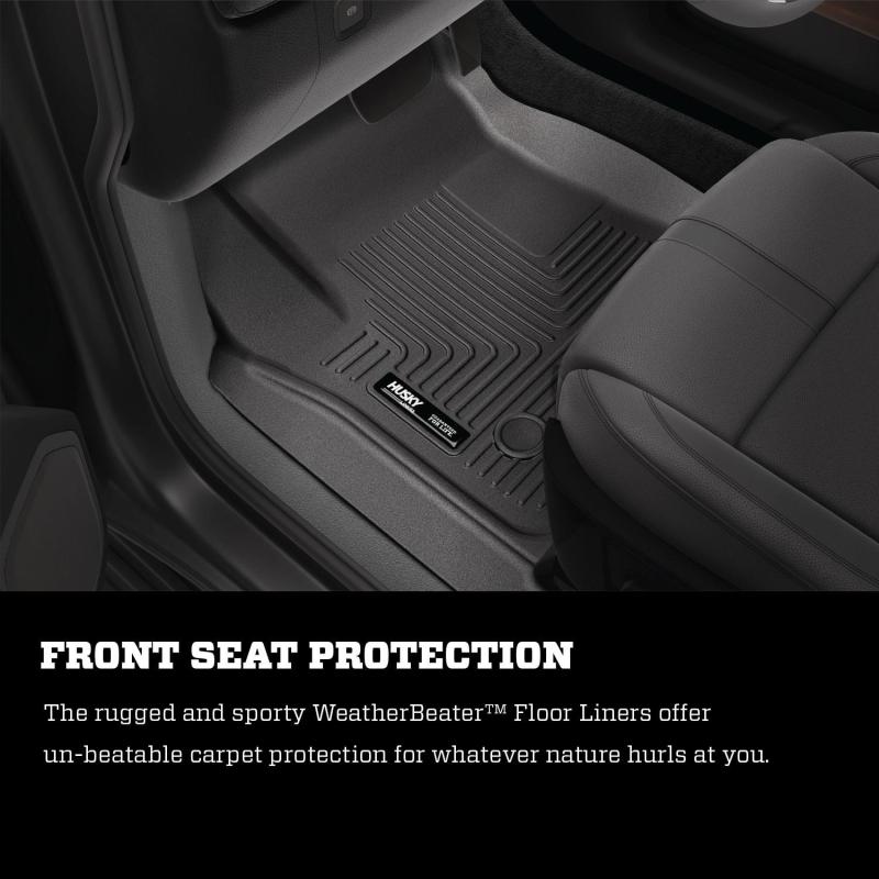 Husky Liners Floor Mats - Rubber Husky Liners 2019 Chevrolet Silverado 1500 Double Cab WeatherBeater 2nd Seat Black Floor Liners