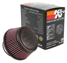 Load image into Gallery viewer, K&amp;N Engineering Air Filters - Universal Fit K&amp;N Universal Round Clamp-On Air Filter 3in Flange ID x 6in Base OD x 4.625in Top OD x 3in Height