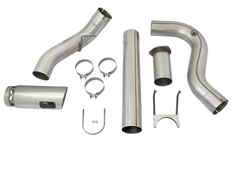 aFe DPF Back aFe LARGE BORE HD 5in 409-SS DPF-Back Exhaust w/Polished Tip 2017 Ford Diesel Trucks V8 6.7L (td)