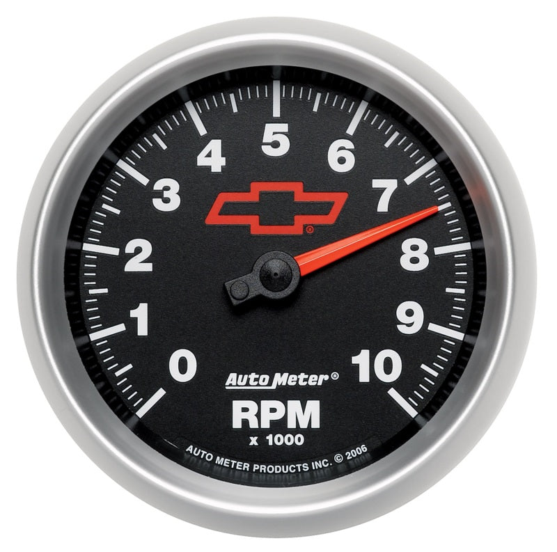 AutoMeter Gauges AutoMeter Gauge Tachometer 3-3/8in. 10K RPM In-Dash Chevy Red Bowtie Black