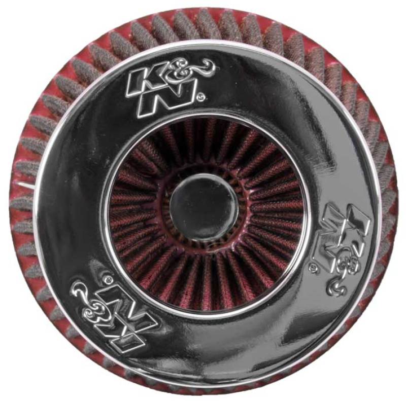 K&N Engineering Air Filters - Universal Fit K&N Universal Air Filter Chrome Round Tapered Red - 4in Flange ID x 1.125in Flange Length x 5.5in H