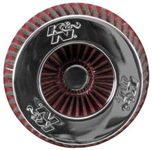 Load image into Gallery viewer, K&amp;N Engineering Air Filters - Universal Fit K&amp;N Universal Air Filter Chrome Round Tapered Red - 4in Flange ID x 1.125in Flange Length x 5.5in H